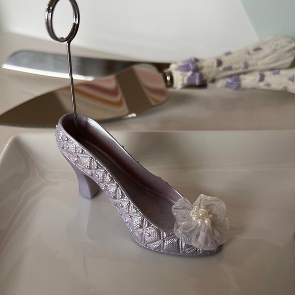 Cinderella Fairytale Quinceañera Slipper Placecard Place Card Holder - Available colors are Lavender, Pink, White or Light Blue