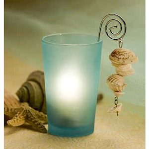 Lote de 24 Seshell Beach Theme Tropical Blue Candle Holder Placecard Holder Favor Favores Decoración de mesa Boda Verano