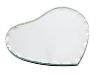 6 Heart Shape Scallop Edge Centerpiece Mirrors Wedding Shower Quinceanera Party Decor