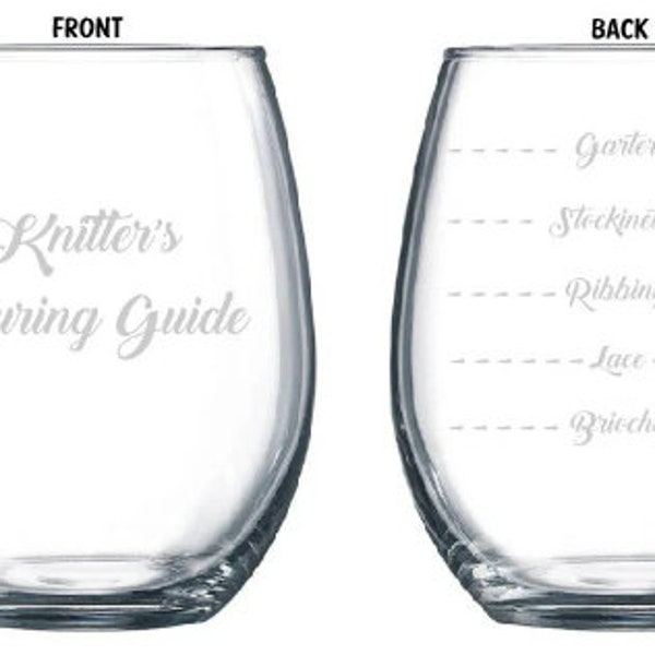 Knitter Pouring Guide Knitting Knitter Yarn Novelty Funny Gift Wine Glass Stemless or Stemmed