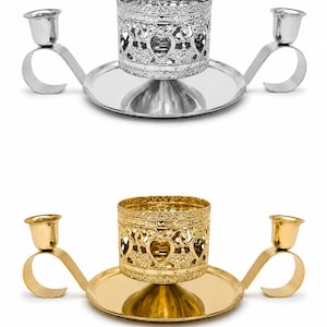 Unieke eendelig ontwerp bruiloft unity kaars en taps toelopende kaars kandelaar set - zilver of goud