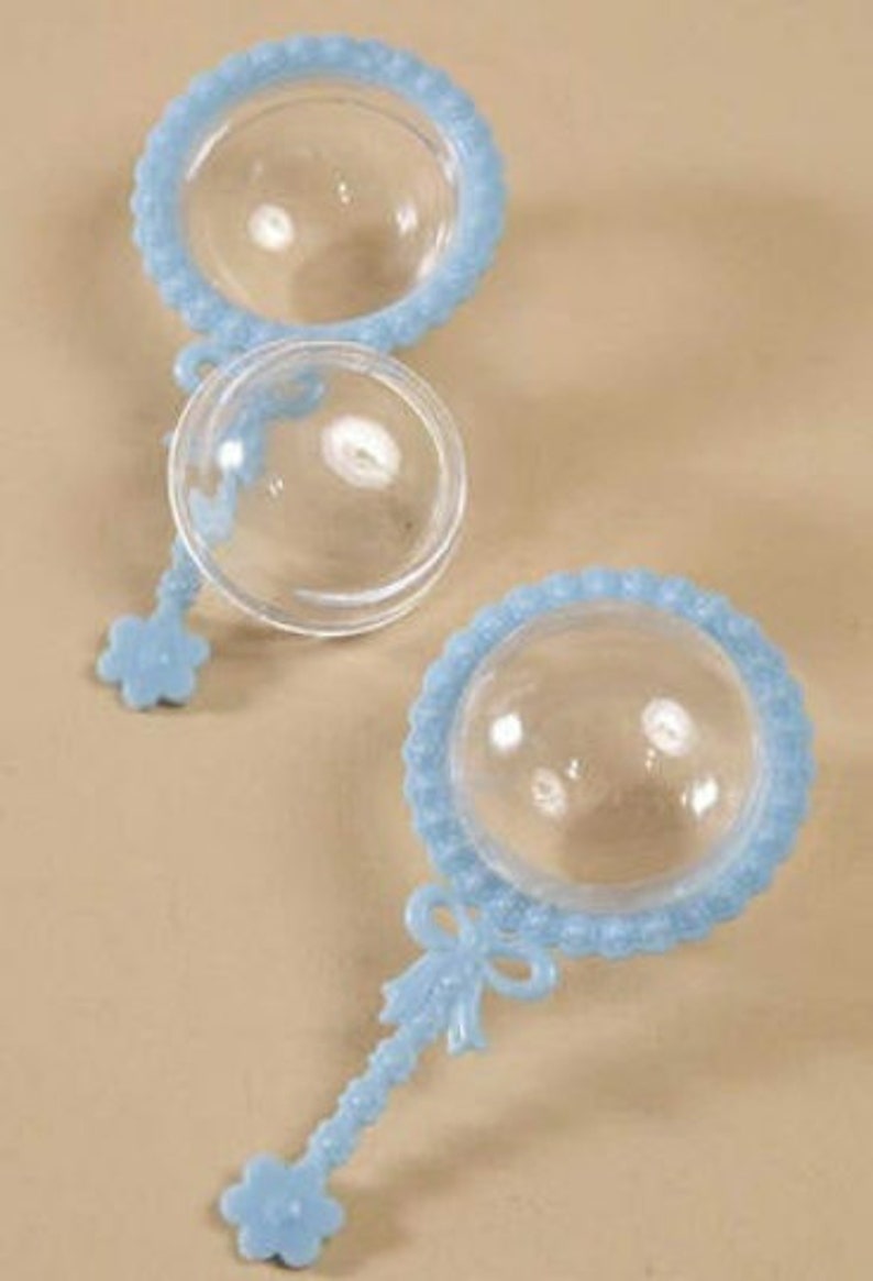 Plastic Fillable Baby Rattle Shower Favor Box - Pink, Blue, White Color ...