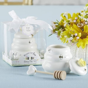 Mini pot de miel et louche souvenir de mariage ou de douche nuptiale - Pqt 1