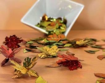 3-D Foil Embossed Leaf Confetti - Maple leaves & Autumn leaves Fall Wedding Party Decor