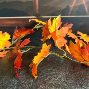 5&#39; Orange & Gold Maple Leaf Garland for Fall, Autumn, Wedding, Thanksgiving Decor Garlands