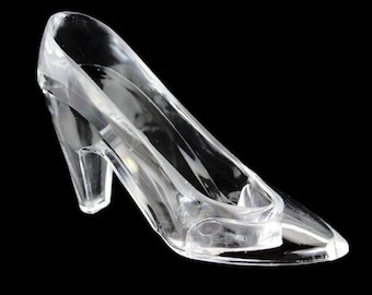 Große (4,25 ") durchsichtige oder weiße Kunststoff Cinderella Fairytale Quinceanera Hausschuhe - Pkg 12