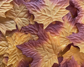 500 Pieces Orange & Brown Silk Maple Leaves Leaf Fall Autumn Decor Table Decorations Wedding Thanksgiving