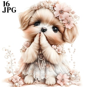 Beten Clipart, Dankbarkeit Clipart, Hund Clipart, Welpe Clipart, Beten Clipart, 16 hochwertige JPGs, Junk Journal, digitaler Download, Basteln