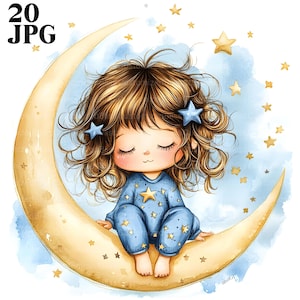 20 lindas imágenes prediseñadas de chicas en la luna, imágenes prediseñadas de la luna, imágenes prediseñadas de chicas extravagantes, elementos extravagantes, chicas de diario basura, imágenes prediseñadas de acuarela, descarga digital