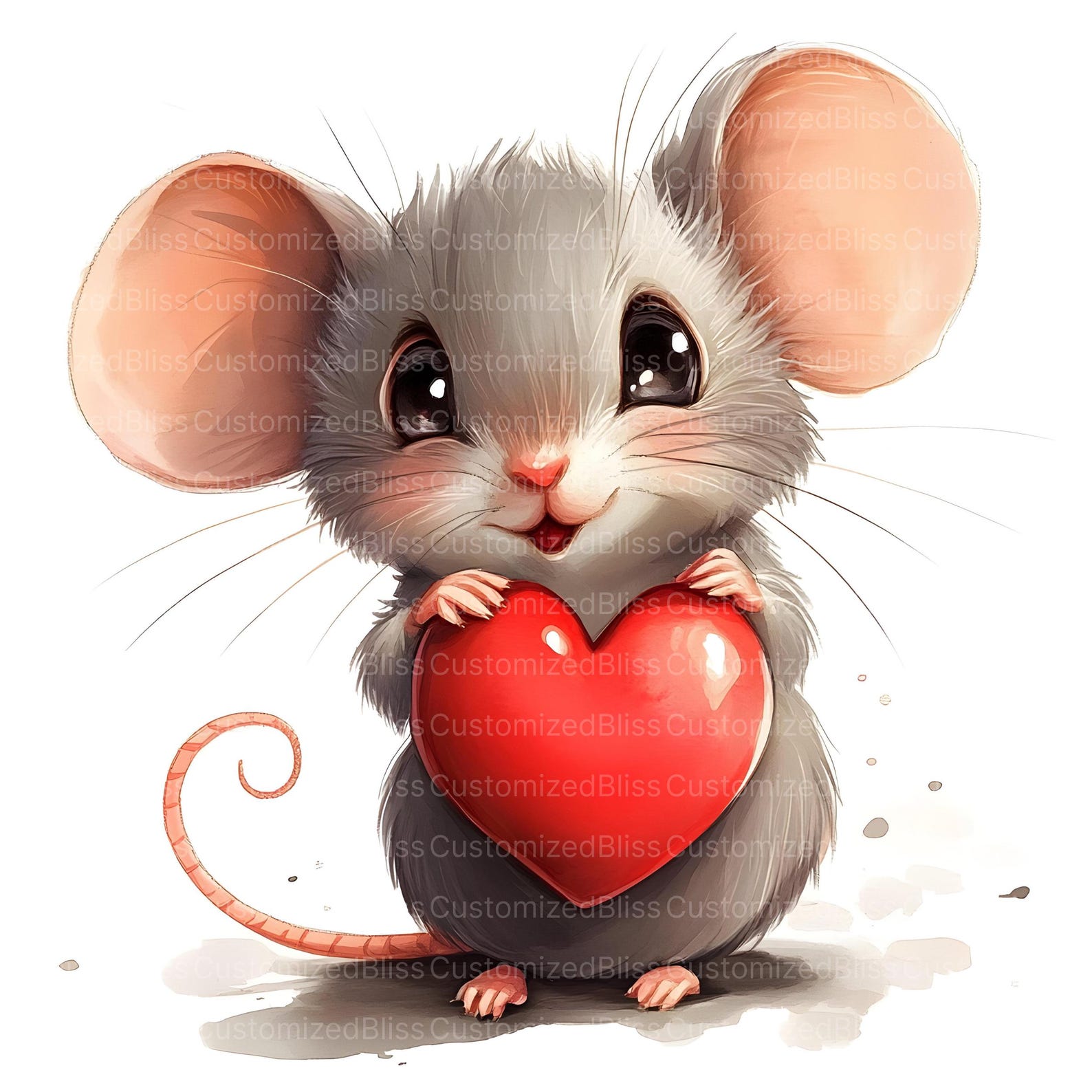 Sticker Raton Con Corazon Paquete de 10 imágenes prediseñadas de ratón con forma de corazón, JPG ...