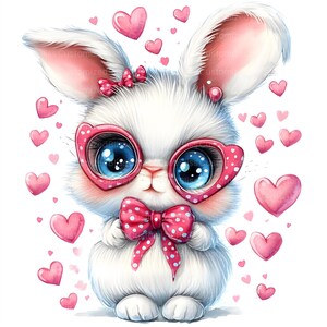 10 lindos conejitos, conejos, Pascua, acuarela, diario basura, descarga digital, manualidades de papel, uso comercial imagen 5
