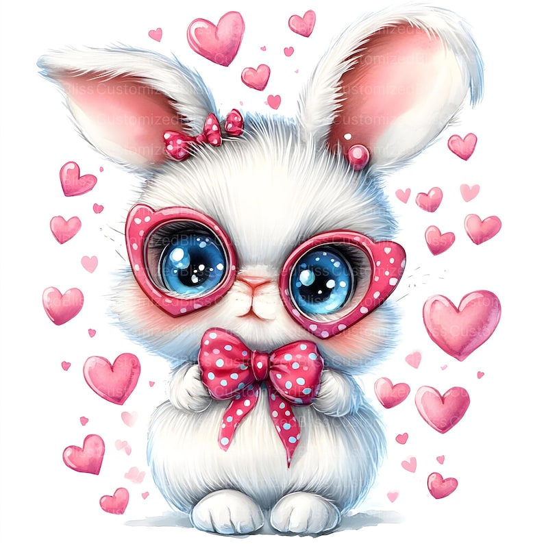 10 lindos conejitos, conejos, Pascua, acuarela, diario basura, descarga digital, manualidades de papel, uso comercial imagen 5