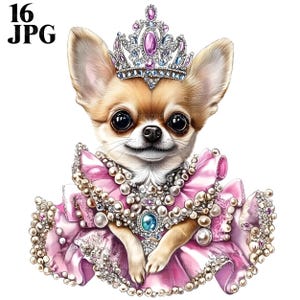 16 Chihuahua Clipart, Hund Clipart, süße Chihuahua Prinzessin Clipart, Welpe Clipart, hochwertige JPGs, Junk Journal, digitaler Download, Basteln