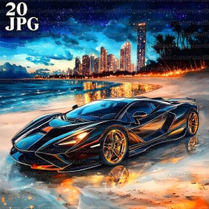 20 Clipart di supercar, Clipart di auto, Clipart di auto da corsa, JPG di alta qualità, Clipart di acquerelli, Diario spazzatura, Download digitale, Artigianato di carta