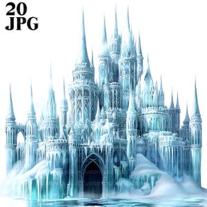 Clipart castello di ghiaccio, 20 JPG di alta qualità, Clipart castello di neve, Palazzo d'inverno, Grafica castello, Clipart ghiaccio, Diario spazzatura, Uso commerciale