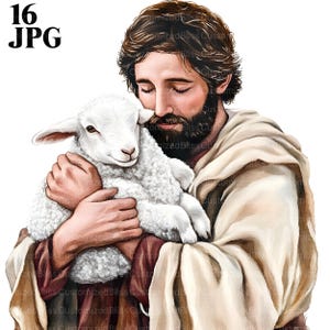 16 Ostern Clipart, Jesus Clipart, Schaf Clipart, Hirte Clipart, Frühling Clipart, hochwertige JPGs, digitaler Download, Junk-Journal, Handwerk