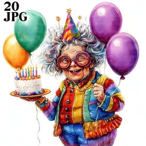 20 imágenes prediseñadas originales de cumpleaños de abuela, imágenes prediseñadas de abuela, JPG de alta calidad, imágenes prediseñadas de acuarela, diario basura, descarga digital, manualidades de papel