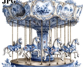 16 Vintage Carousel Clipart, French Carousel, High Quality JPG, Watercolor Clipart, Junk Journal, Digital Download, Paper Craft, Printable