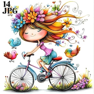 14 imágenes prediseñadas de bicicletas extravagantes, bicicletas extravagantes, bicicletas vintage, imágenes prediseñadas de bicicletas, imágenes prediseñadas de acuarela, diario basura, descarga digital, JPG