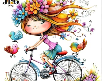 14 Quirky Bicycle Clip Art, Whimsical Bicycle, Vintage Bicycle, Bike Clipart, Watercolor Clipart, Junk Journal, Digital Download, JPG