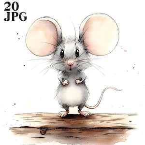 20 Funny Rat Clipart, Quirky Rat Clipart, Cute Mouse Clipart, Quality JPGs, Watercolor Clipart, Junk Journal, Digital Download, Paper Craft