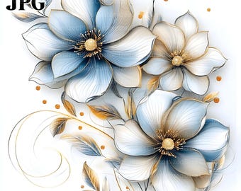 Imágenes prediseñadas de flores abstractas de invierno, 13 archivos JPG de alta calidad, flores secas, flores imprimibles, imágenes prediseñadas de acuarela, descarga digital, diario basura