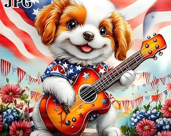 16 Cute 4th July Dogs Clipart, American Dog, 4th of July Clipart, Independence Day, USA, High Quality JPGs, Digital Download, Paper Craft