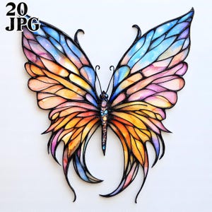 20 Clipart ailes de papillon, ailes de fée, ailes de fantaisie, JPG de haute qualité, clipart aquarelle, Junk Journal, téléchargement numérique, créations en papier