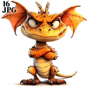 Quirky Dragon Clipart Bundle, 16 High Quality JPGs, Cartoon Dragon, Cute Dragon, Craft Art, Card Making, Clip Art, Digital Paper Craft