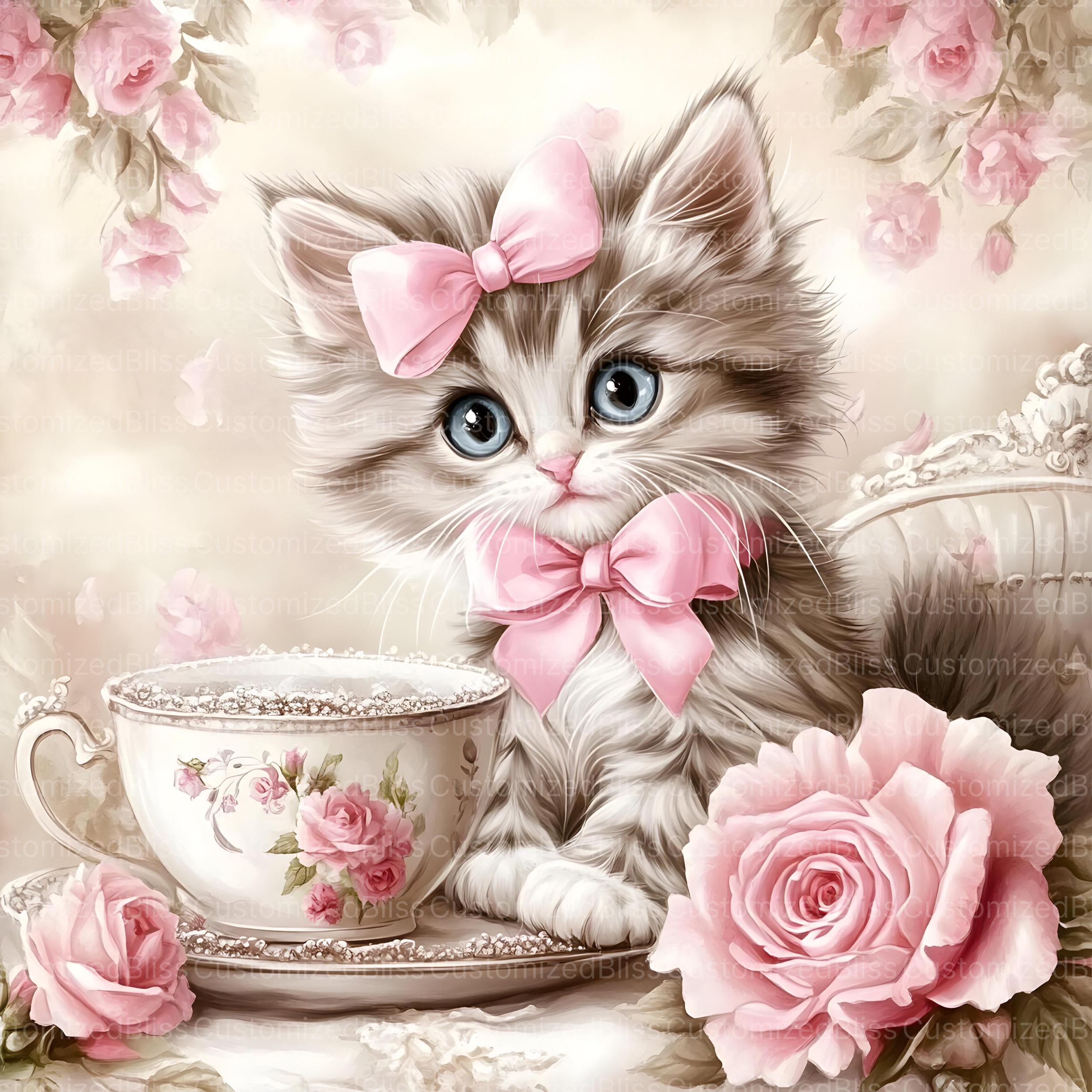 19 かわいい猫、みすぼらしいシックな子猫、水彩画の子猫、猫の