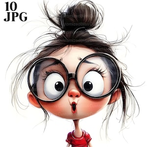 10 Whimsical Girl Clipart, Quirky Girl Clipart, High Quality JPG, Watercolor Clipart, Junk Journal, Digital Download, Paper Craft, Printable