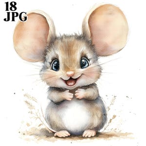 18 Clipart di topi carini, Clipart di topi, Asilo nido di topi, Immagini di topi, JPG di alta qualità, Clipart di acquerelli, Diario di spazzatura, Download digitale