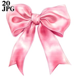 20 Pink Ribbon Bow Clipart, Pastel Pink Bows Images, High Quality JPGs, Watercolor Clipart, Junk Journal, Digital Download, Paper Craft
