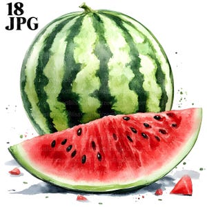 18 Wassermelone Clipart, Wassermelone Kindergarten, Obst Clipart, hochwertige JPGs, Aquarell Clipart, Junk Journal, digitaler Download, Papierwesen