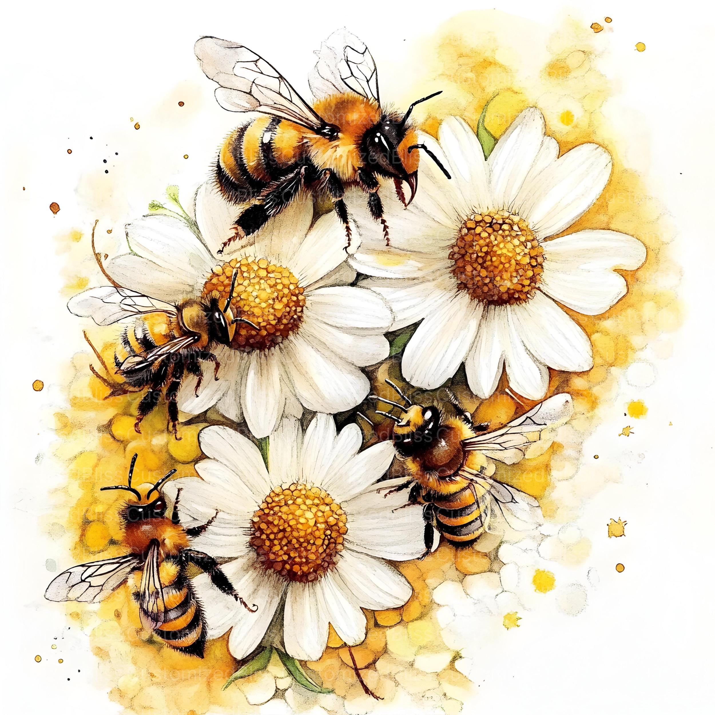 16 Bees in Flowers Clipart, Floral Bees Clipart, High Quality JPG ...