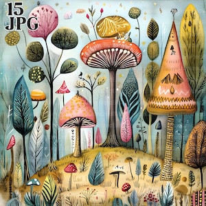 Grillige bos clipartbundel, 15 hoge kwaliteit jpg's, aquarel clipart, ongewenste dagboek, plakboek, ambachten, digitale download, kortstondige