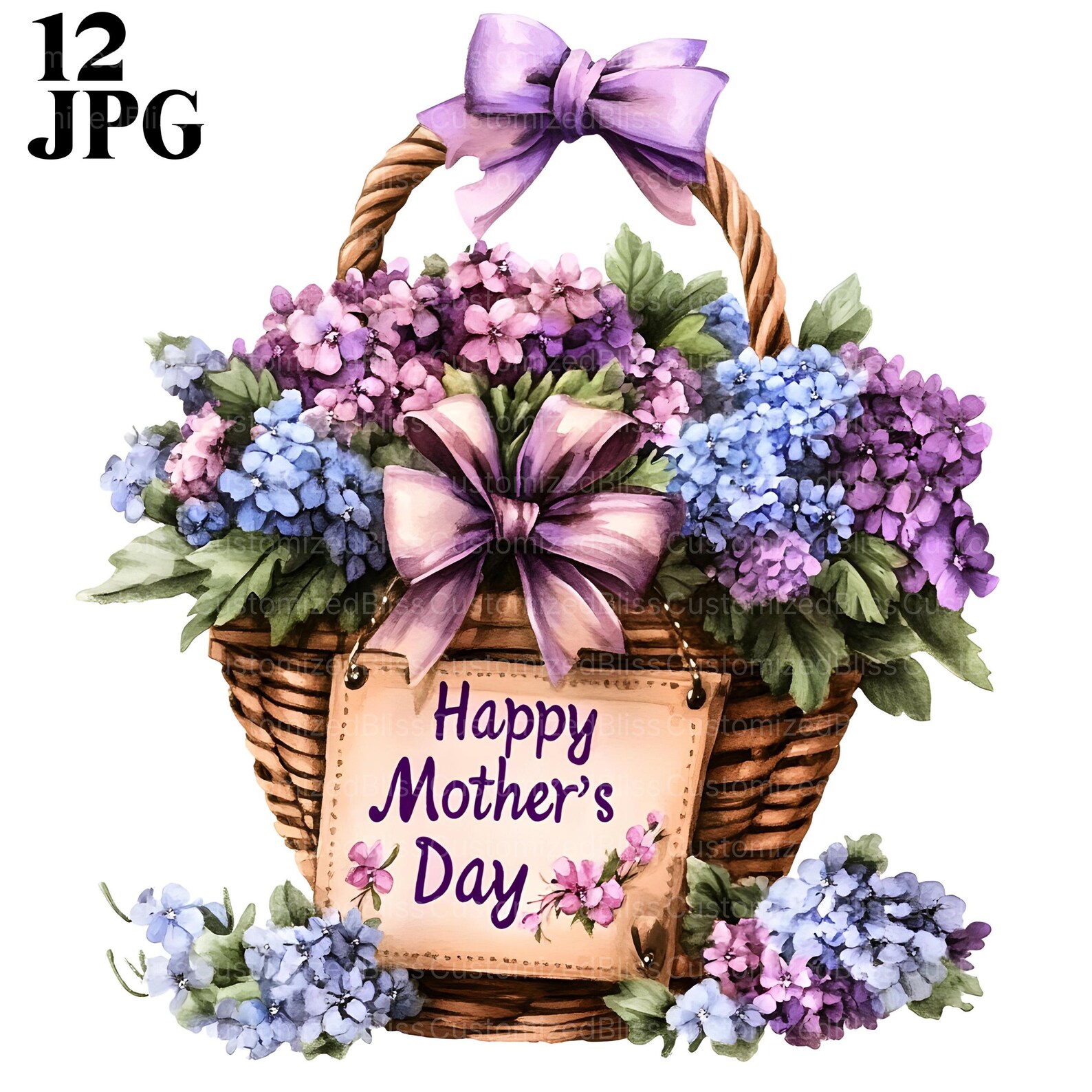 12 Happy Mothers Day Clipart, Watercolor Mothers Day Flower Clipart ...
