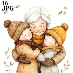 16 Oma und Kinder Clipart, Oma Clipart, Großmütter Liebe, Großmütter Clipart, hochwertige JPG, Junk Journal, digitaler Download