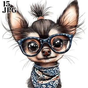 Chihuahua Clipart, süßer Hund Clipart, Welpe Clipart, lustige Tier Clipart, 15 hochwertige JPGs, Junk Journal, digitaler Download, Papierwesen