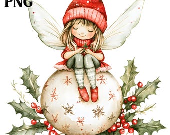 Julälva Clipart-paket, jul-PNG-paket, fantasy-clipart, julälva, magisk jul, julclipart, kommersiellt bruk