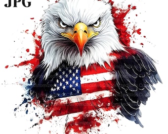16 American Flag Eagle Clipart, Patriotic Clipart, USA Clipart, 4th of July Clipart, Independence Day, High Quality JPGs, Digital Download