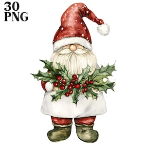 Gnomo de invierno, 30 PNG de alta calidad, Gnomos navideños, Gnomo PNG, Diseño de gnomo, Vacaciones de invierno, Clipart navideño en acuarela