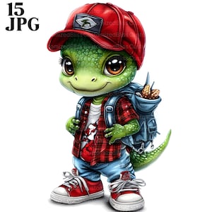 15 süße Jungen Dinosaurier Clipart, Dinosaurier Studenten, Dinosaurier Clipart, Schule Clipart, hochwertige JPGs, Junk Journal, digitaler Download, Papiermodelle