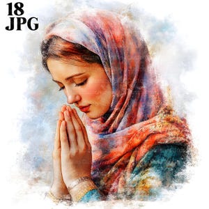 18 imágenes prediseñadas de la Virgen María, imágenes prediseñadas de la Madre María, María en acuarela, archivos JPG de alta calidad, imágenes prediseñadas de acuarela, diario basura, descarga digital, manualidades