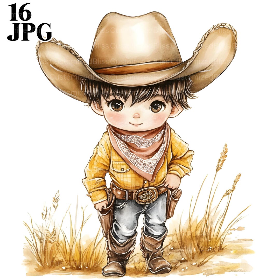 16 Cute Little Cowboy Clipart, Western Clipart, Wild West Clipart ...
