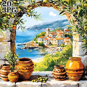 20 Clipart della Grecia, Clipart greca, Clipart estiva, JPG di alta qualità, Clipart acquerello, Diario spazzatura, Download digitale, Clip art di carta