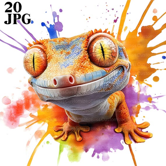 20 種類のヒョウモントカゲモドキのクリップアート、クレステッド