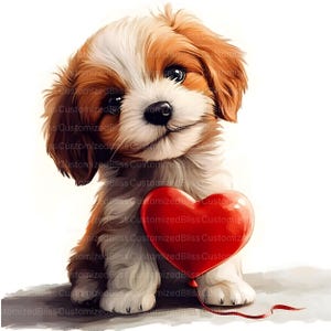 Lot de 20 cliparts chiot Saint-Valentin, Clipart Saint-Valentin, Saint-Valentin, coeur Clipart, Clipart chien, fabrication de cartes, créations en papier pour scrapbooking JPG