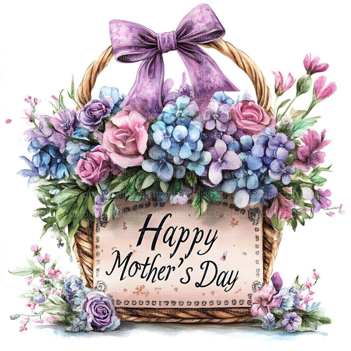 12 Happy Mothers Day Clipart, Watercolor Mothers Day Flower Clipart ...