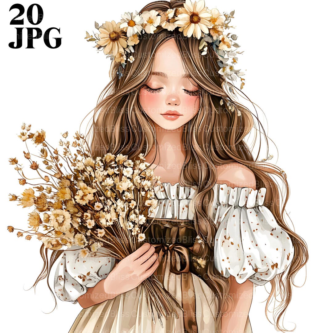 20 Boho Girl Clipart Bundle, Boho Style Fashion Clipart, Boho Lover ...